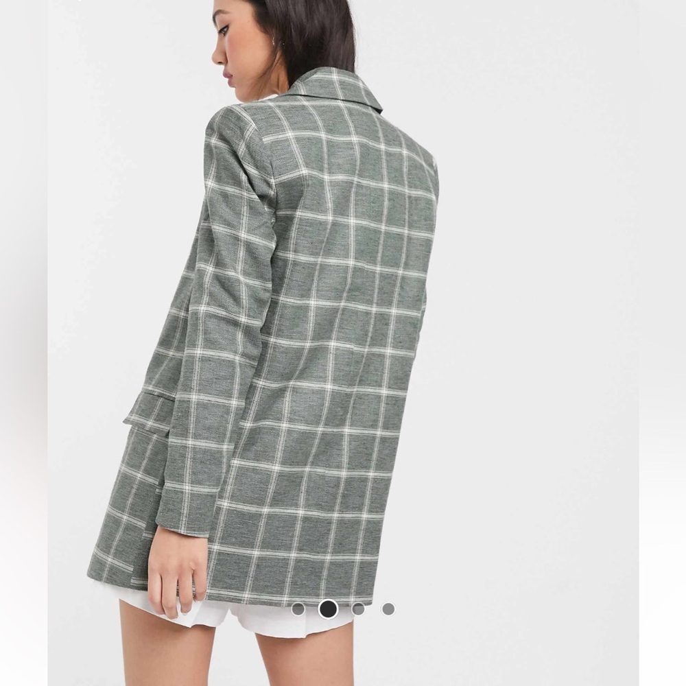 ASOS DESIGN linen dad blazer in check